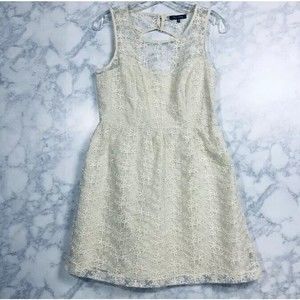New Max & Riley Lace Dress Womens Medium Ivory Cream Short Mini Ladies